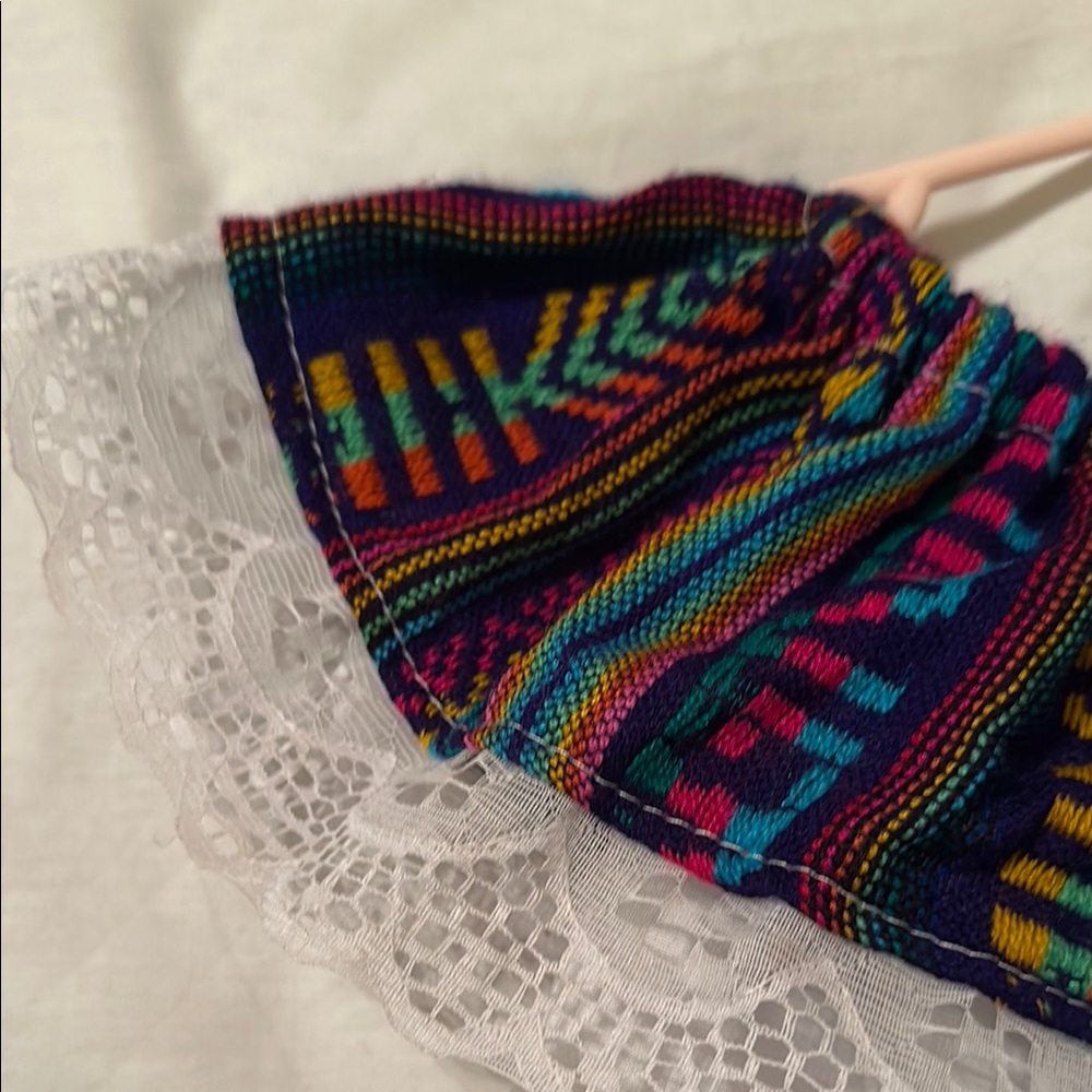 Colorful Ruffled Baby Dress with Lace - Picture 6 of 9